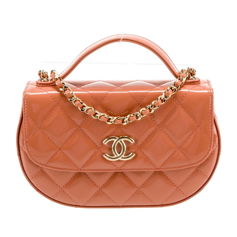 Chanel Patent Quilted Phone Holder w/ Chain w/Tags